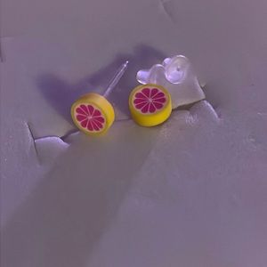 Tiny grapefruit earrings